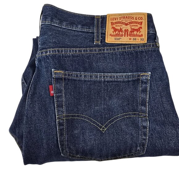 Levi's 550 Creased Straight Leg Blue Jeans Size 38X32 Denim‎ 2020 - Picture 1 of 7